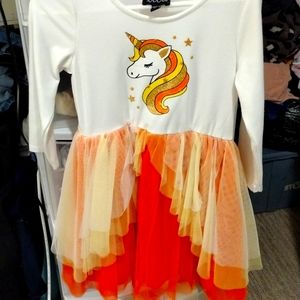 Unicorn orange and yellow ruffle dress